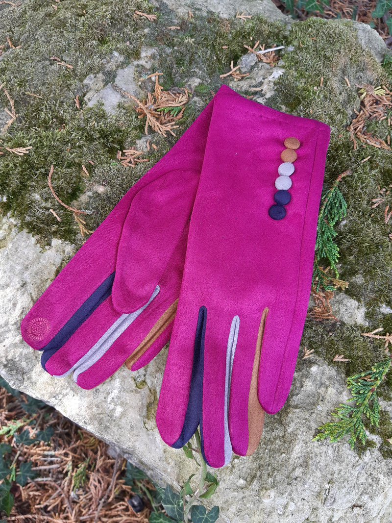 Gloves Margot Faux Suede Touch Screen Glove - G05 - Vera Tucci OriginalsAccessories RASPBERRY / SMALL