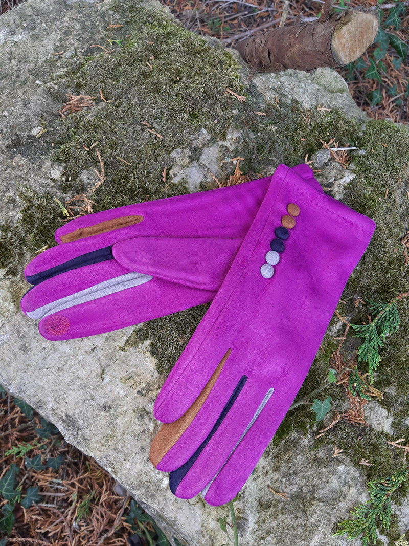 Gloves Margot Faux Suede Touch Screen Glove - G05 - Vera Tucci OriginalsAccessories FUCHSIA / SMALL