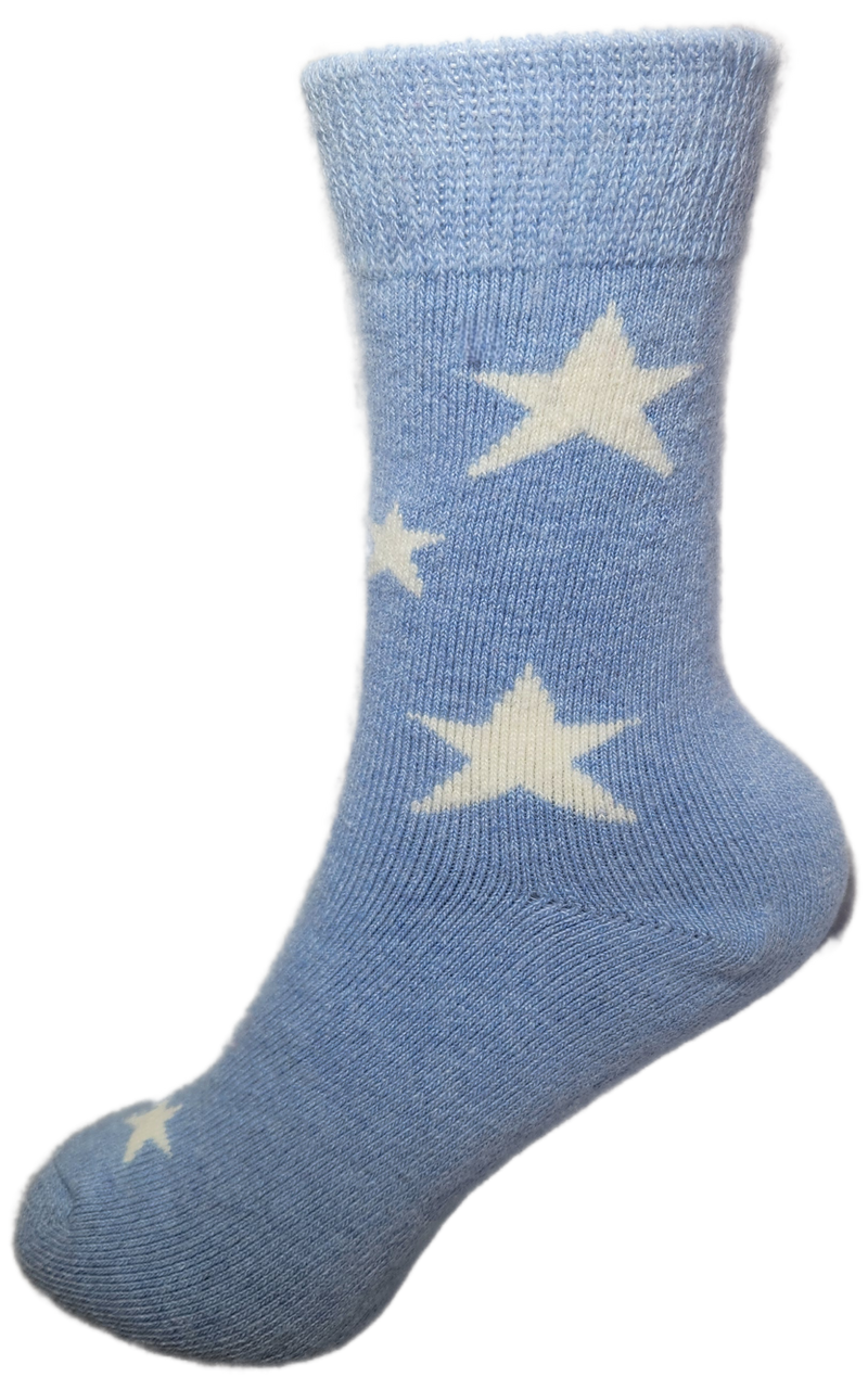 VERA TUCCI LUXURY WOMENS WOOL BLEND PATTERNED SOCKS RMD2403-25-02 STAR - BLUE