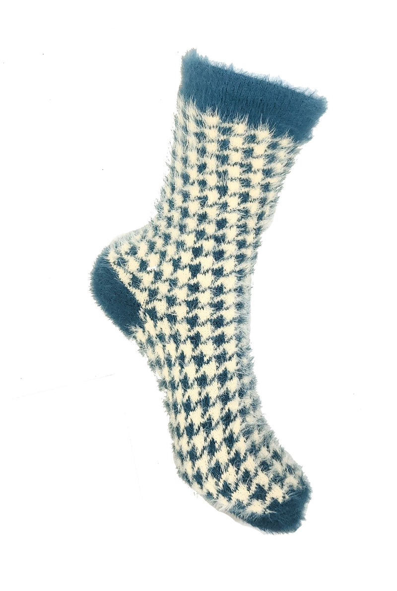 VERA TUCCI HOUNDSTOOTH DESIGN FLUFFY WOMENS WINTER SOCKS RMD2305-08-1 NEW FOR AW23!