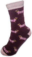 VERA TUCCI LUXURY WOMENS THERMAL SOCKS RMD2403-04-08 SAUSAGE DOG PINK