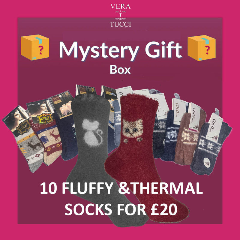 10 for £20 Ultimate Women's Fluffy & Thermal Socks 10 Pairs Lucky Dip Mystery Box