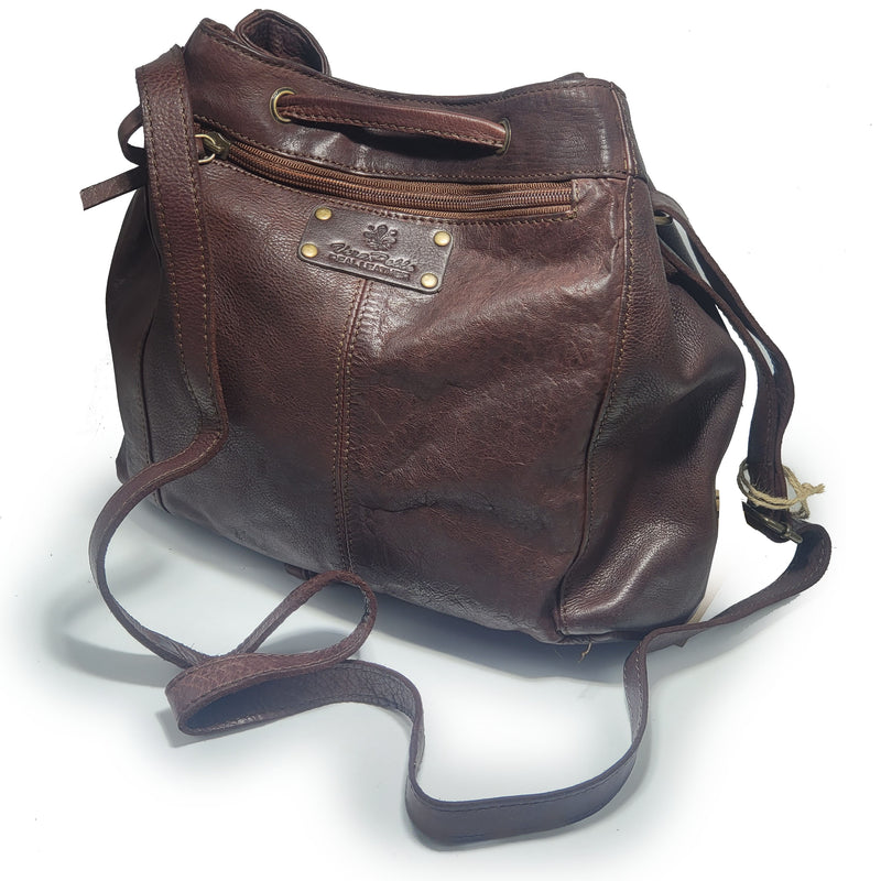 CASSANDRA - Style 104 - Luxury Washed Cross Body Drawstring Closure Leather  Bucket Bag NEW
