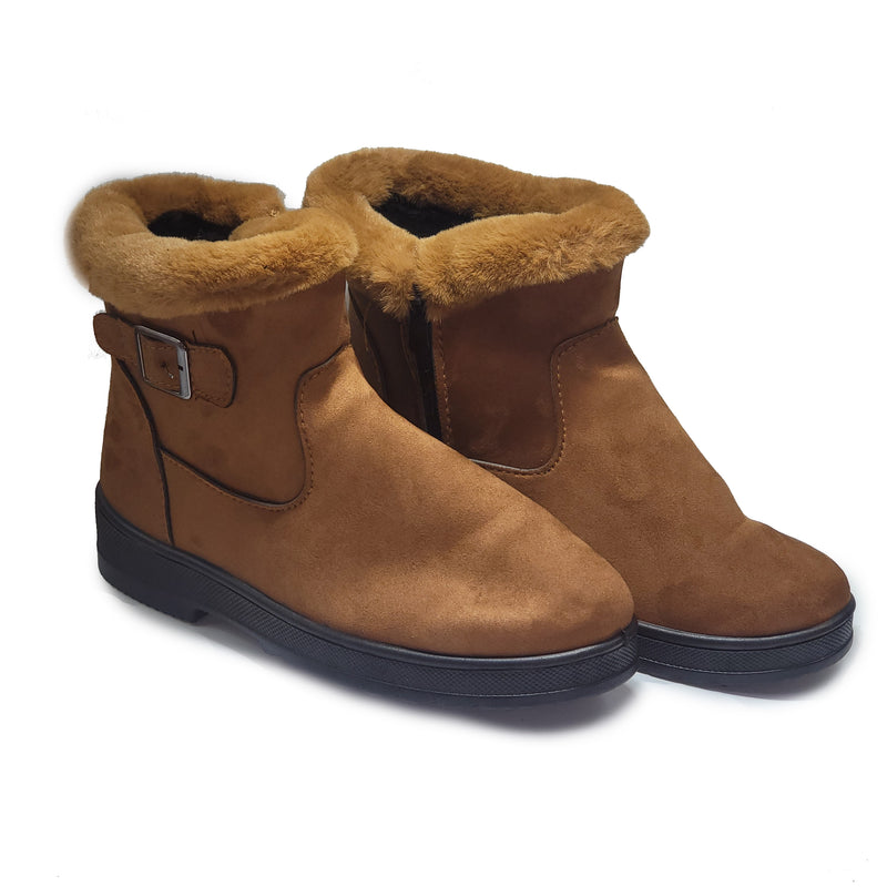 VERA TUCCI FAUX SUEDE BOOT 3 COLS 5 SIZES RMD2305-35  LADIES FLEECE LINED ANKLE BOOT