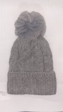 CLASSIC CABLE KNIT TURN UP ANGORA POM HAT AW23-RMD-92
