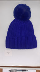 RIBBED TURN UP ANGORA POM HAT AW23-RMD-90