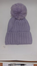 RIBBED TURN UP ANGORA POM HAT AW23-RMD-90