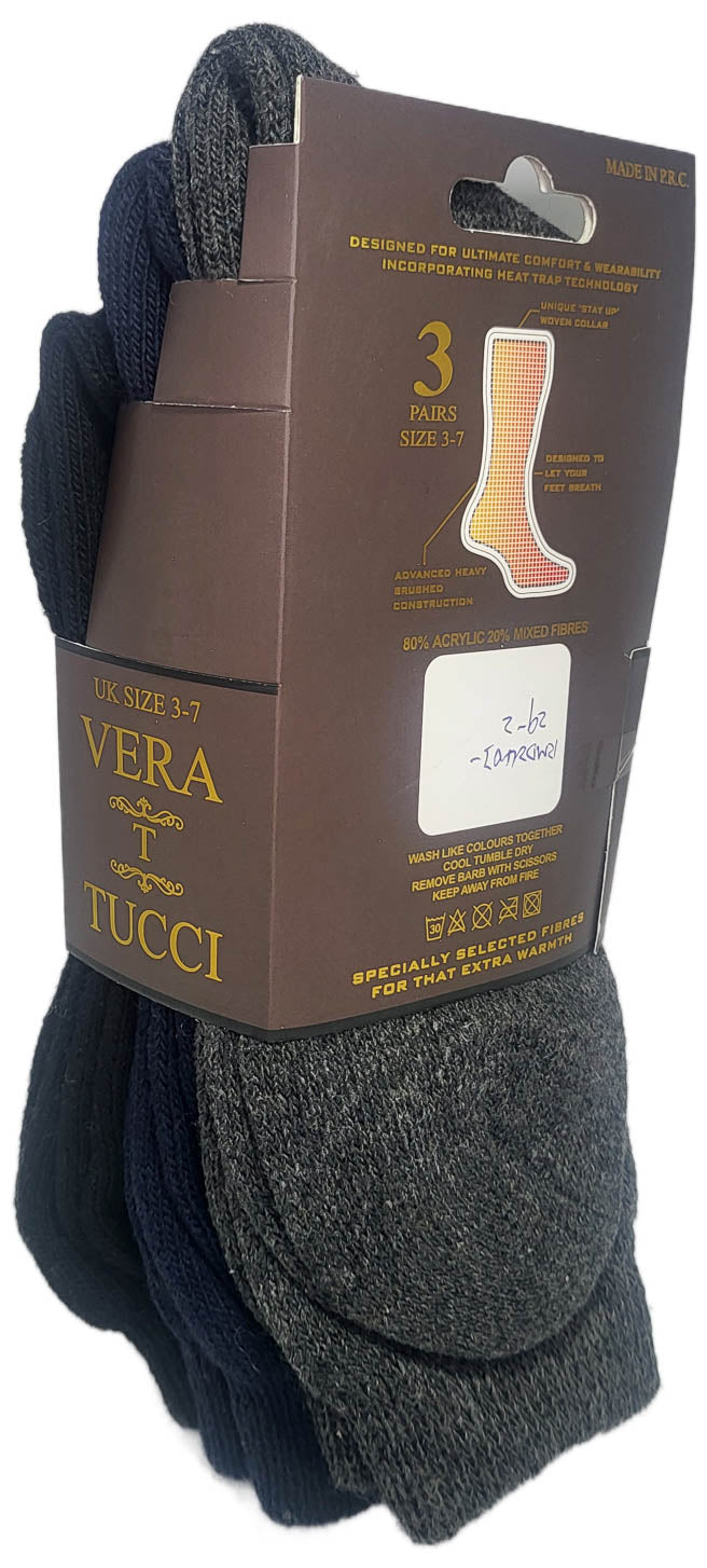 VERA TUCCI LUXURY MEN'S 3 PACK PLAIN SOCKS RMD2403-29-02 3 PACK BLACK/NAVY GREY