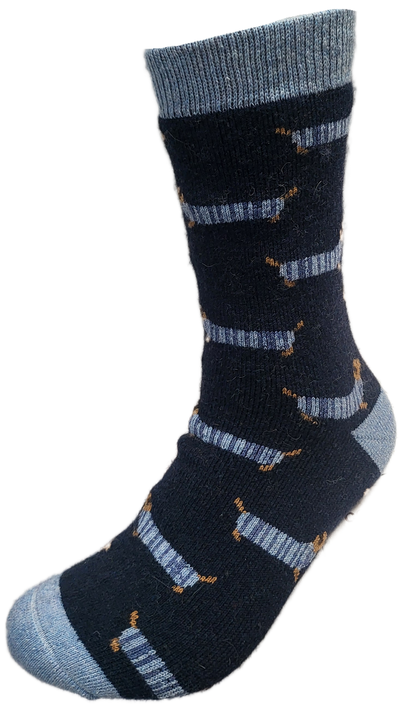 VERA TUCCI LUXURY MENS THERMAL SOCKS RMD2403-03-03 SAUSAGE DOG NAVY