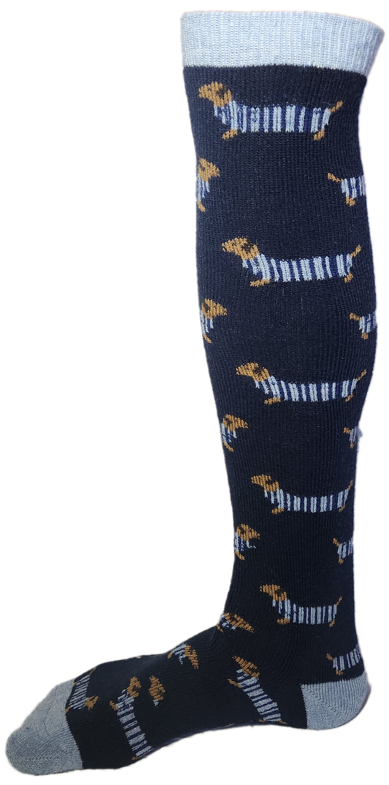 VERA TUCCI LUXURY MENS LONG SOCKS RMD2403-01-06 SAUSAGE DOG NAVY