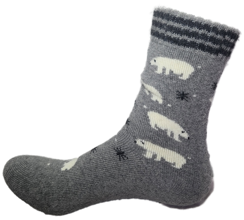 VERA TUCCI LUXURY MEN'S WOOL BLEND PATTERNED SOCKS RMD2403-26-05 POLAR BEAR - MID GREY