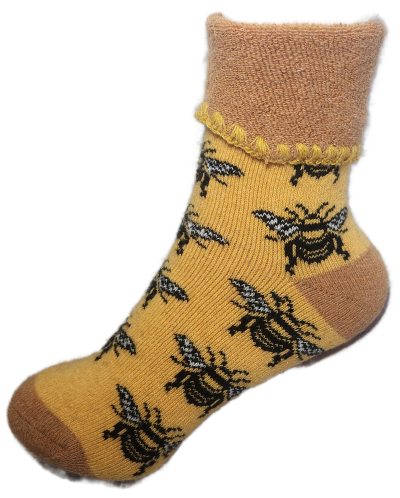 VERA TUCCI LUXURY WOMENS TURN OVER CUFF SOCKS RMD2403-24-07 BIG BEES