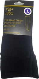 Ladies Thermal Plush Lined Vera Tucci Stretch Fit Leggings In Navy Or Black - 5 sizes, Navy or Black - RMD2403-18
