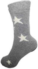 VERA TUCCI LUXURY WOMENS WOOL BLEND PATTERNED SOCKS RMD2403-25-03 STAR - GREY