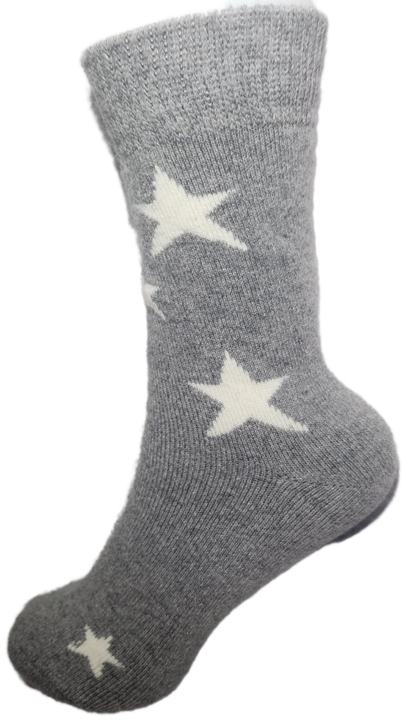 VERA TUCCI LUXURY WOMENS WOOL BLEND PATTERNED SOCKS RMD2403-25-03 STAR - GREY