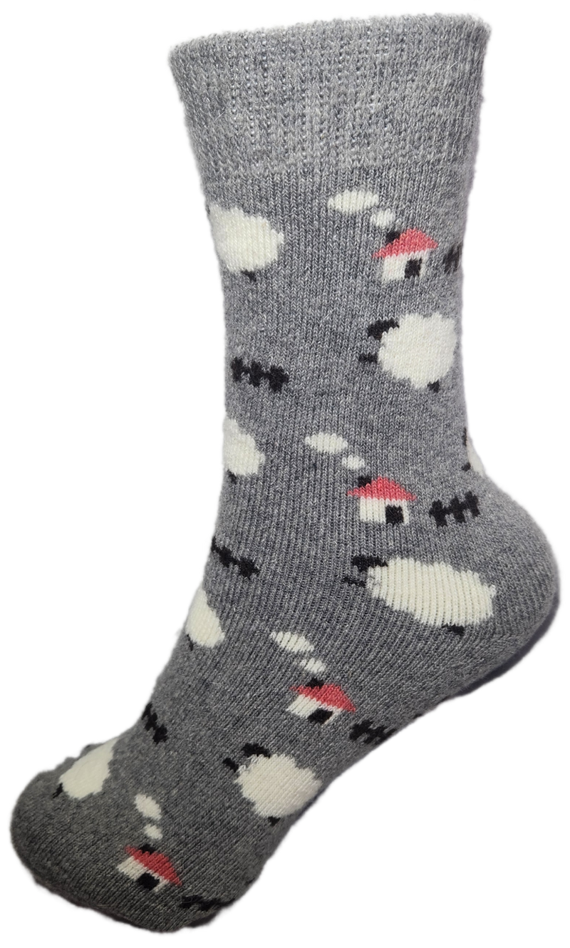 VERA TUCCI LUXURY WOMENS WOOL BLEND PATTERNED SOCKS RMD2403-25-05 SHEEP - GREY