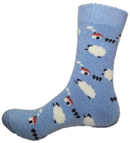 VERA TUCCI LUXURY WOMENS WOOL BLEND PATTERNED SOCKS RMD2403-25-04 SHEEP - BLUE