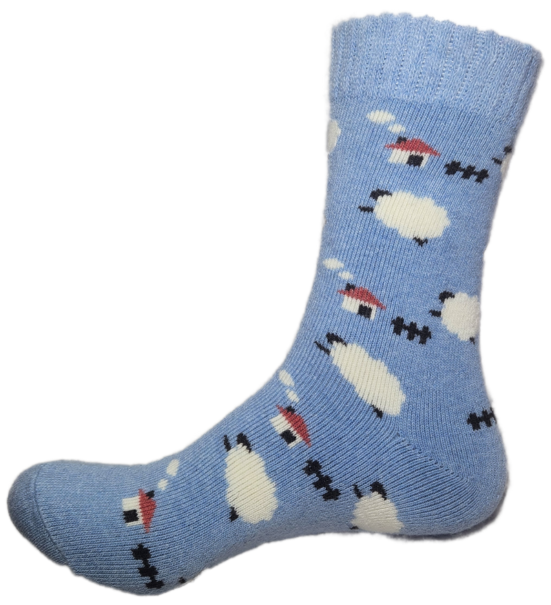 VERA TUCCI LUXURY WOMENS WOOL BLEND PATTERNED SOCKS RMD2403-25-04 SHEEP - BLUE