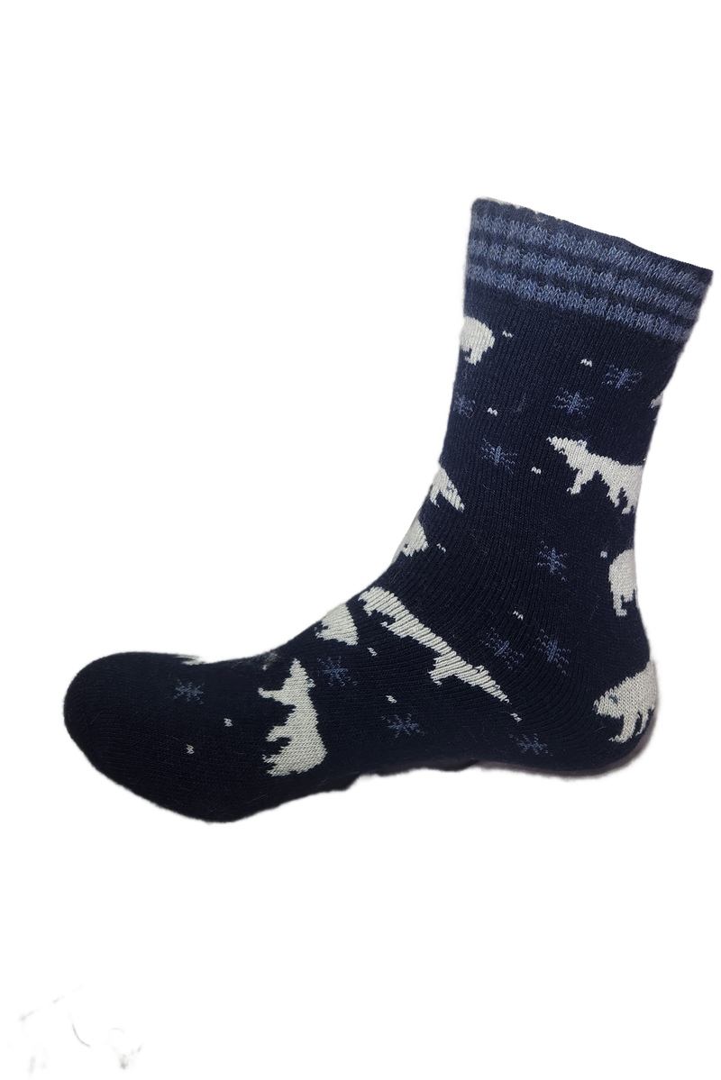 VERA TUCCI LUXURY MEN'S WOOL BLEND PATTERNED SOCKS RMD2403-26-04 POLAR BEAR - NAVY