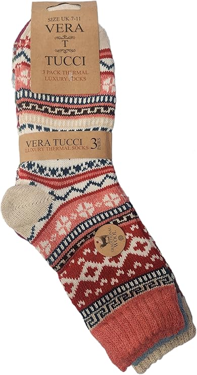 VERA TUCCI LUXURY MEN'S NORDIC PATTERN 3 PACK  RMD2403-33-01 NEW COL  - MULTI 3 PACK