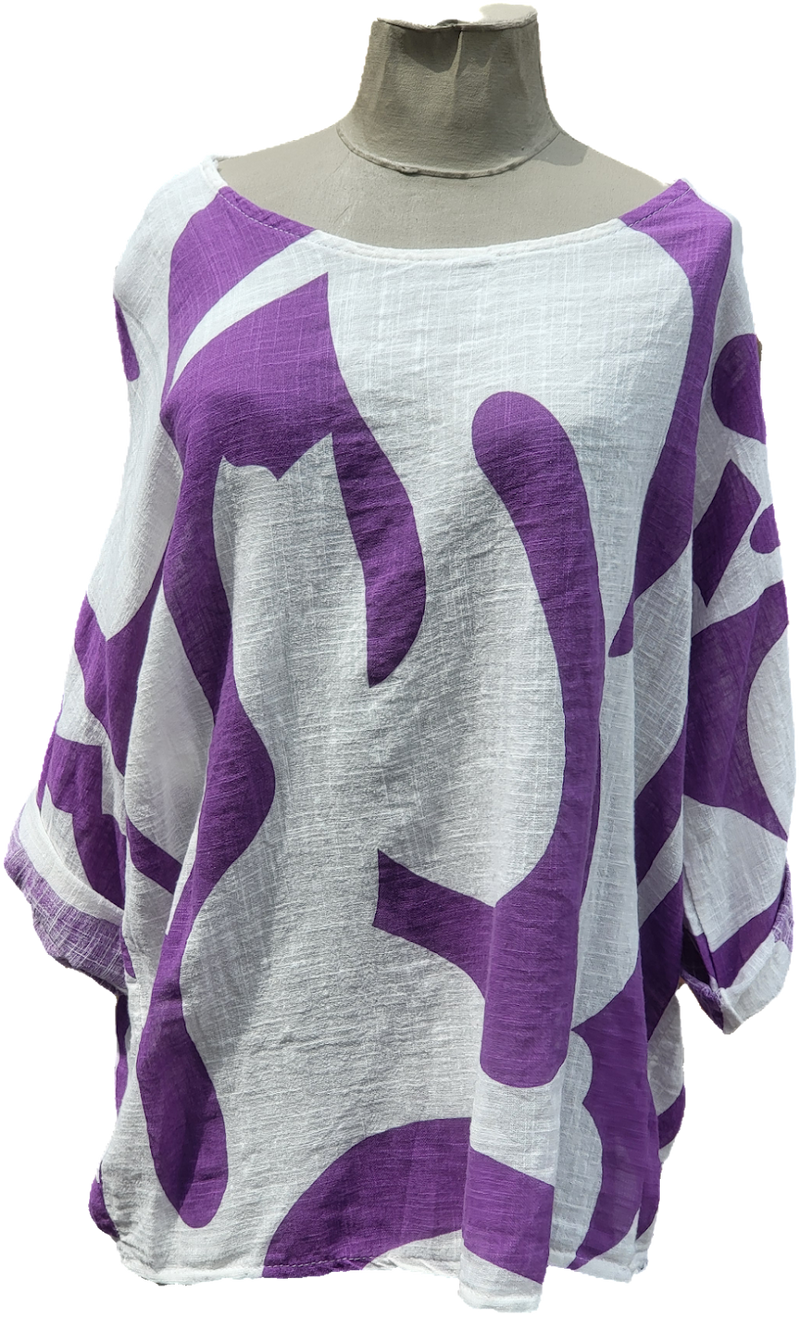 ITALIAN COTTON ABSTRACT PRINT TOP LADIES SUMMER FASHION 3