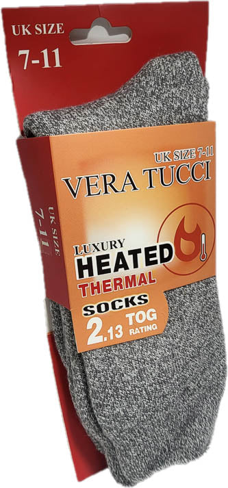 VERA TUCCI LUXURY MEN'S THERMAL WINTER SOCK HIGH TOG RATING GENTS BOYS SOCK RMD2403-34-02 GREY