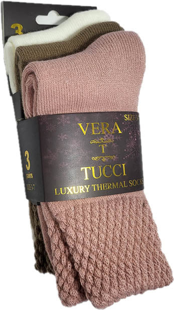 VERA TUCCI LUXURY WOMEN'S 3 PACK SOFT TOP SOCK EASY RELAX PLAIN COLOURS 3 PAIRS RMD2403-31-01 MULTI 3 PACK