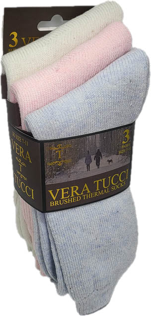 VERA TUCCI LUXURY WOMEN'S 3 PACK PLAIN SOCKS RMD2403-29-01 3 PACK CREAM/PINK/BLUE