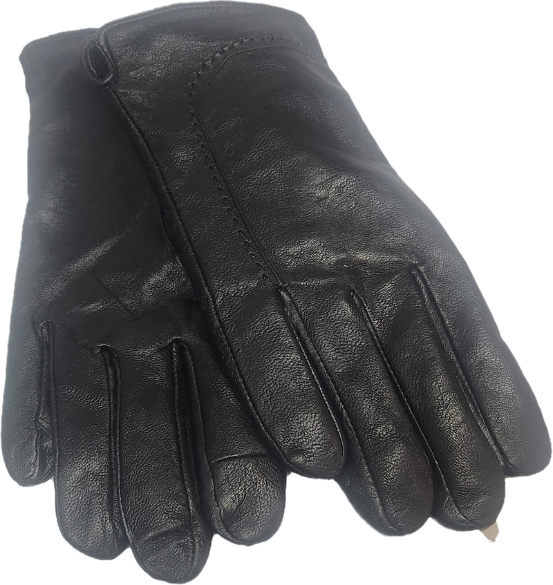 Men's Plain Black Leather Gloves One Size RMD2403