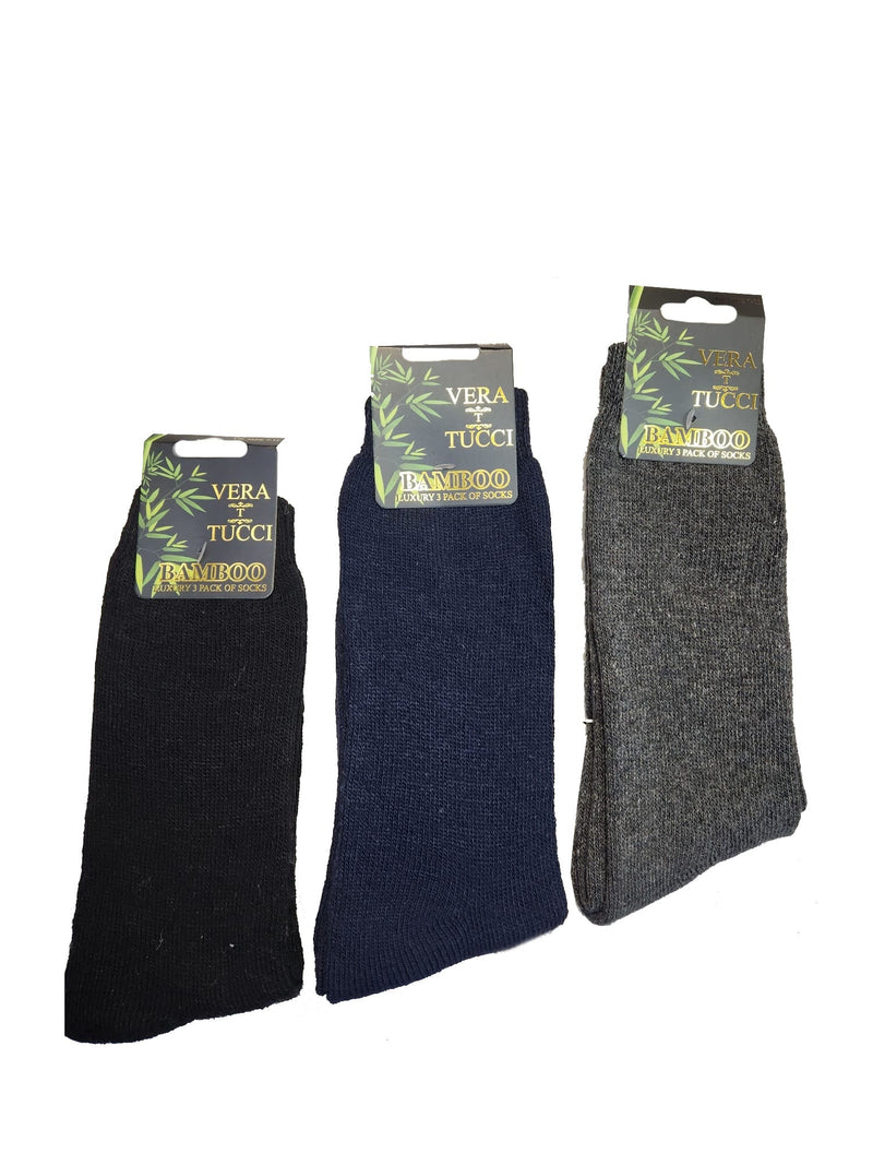 VERA TUCCI LUXURY MEN'S 3 PAIRS PACK NAVY/GREY/BLACK PLAIN COLOUR SOCKS RMD2403-30 MULTI 3 PACK