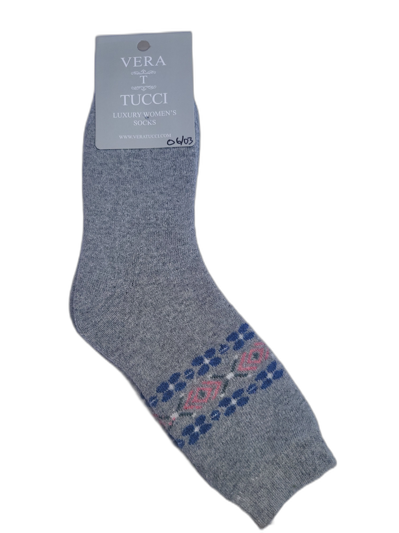 VERA TUCCI WINTER WOMEN'S THERMAL PATTERNED GREY SOCKS RMD2305-06-3 NEW FOR AW23!