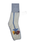 VERA TUCCI BEAR FLOWER DESIGN FLUFFY WOMEN'S WINTER SOCKS RMD2305-09-2 NEW FOR AW23!