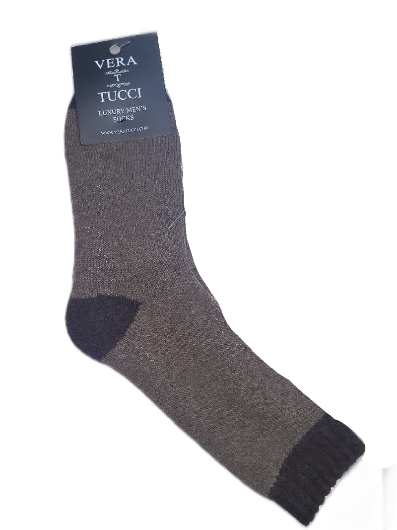 VERA TUCCI BROWN CONTRAST MEN'S THERMAL  WINTER SOCKS RMD2305-10-4 NEW FOR AW23!