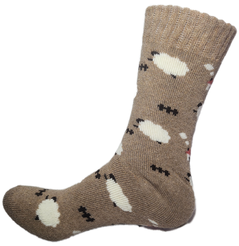 VERA TUCCI LUXURY MEN'S WOOL BLEND PATTERNED SOCKS RMD2403-26-01 SHEEP - BISCUIT