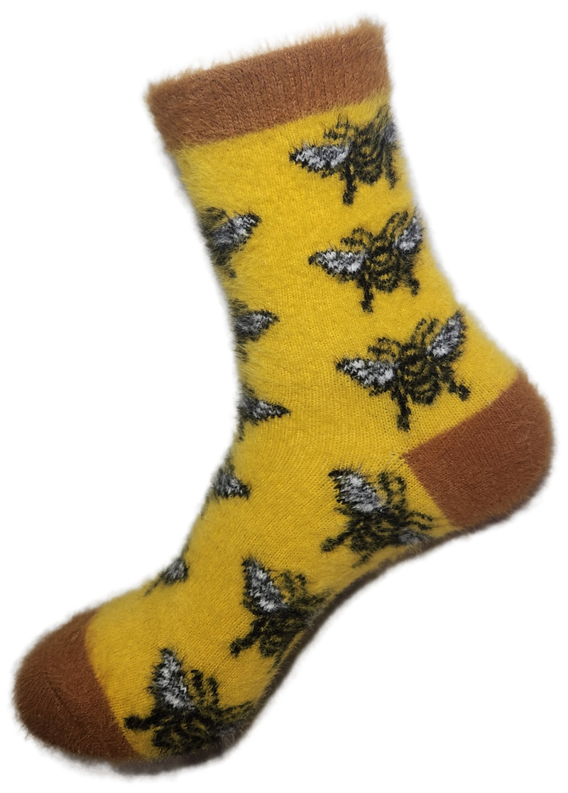 VERA TUCCI LUXURY WOMENS COSY FLUFFY SOCKS RMD2403-07-11 BIG BEES