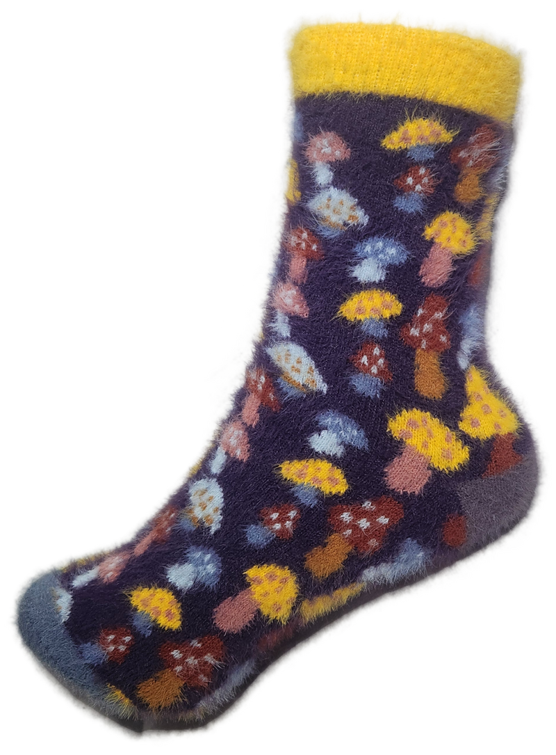 VERA TUCCI LUXURY WOMENS COSY FLUFFY SOCKS RMD2403-07-06 MUSHROOMS