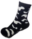 VERA TUCCI LUXURY WOMENS COSY FLUFFY SOCKS RMD2403-07-01 BLACK COW