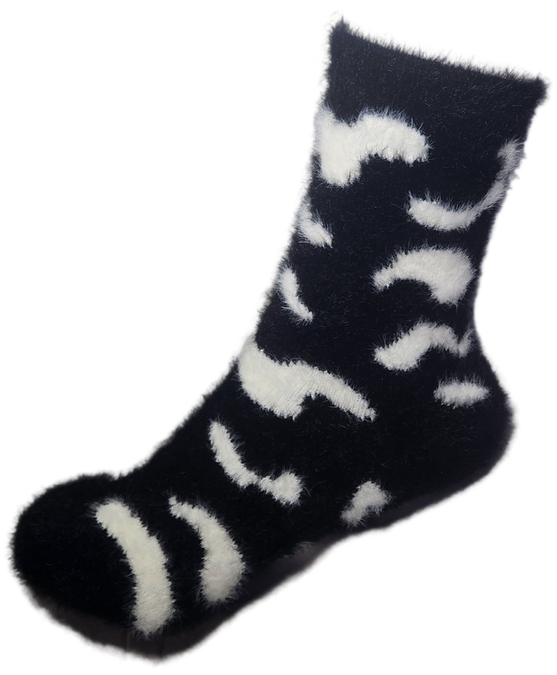 VERA TUCCI LUXURY WOMENS COSY FLUFFY SOCKS RMD2403-07-01 BLACK COW