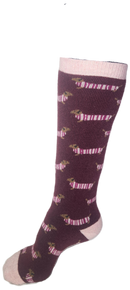 VERA TUCCI LUXURY WOMENS LONG SOCKS RMD2403-02-03 SAUSAGE DOG PINK