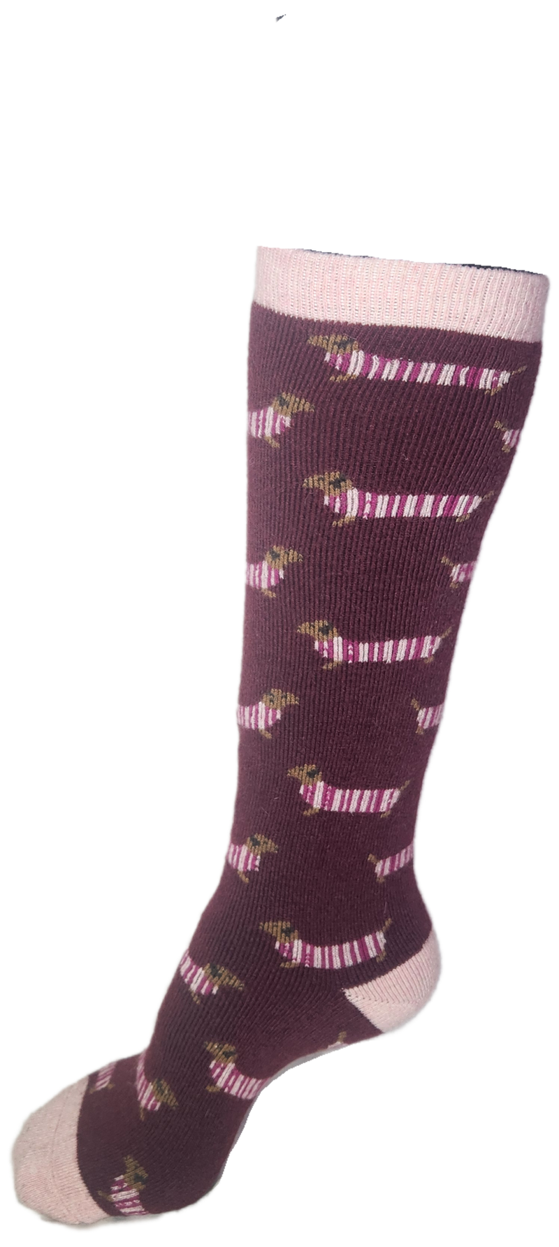 VERA TUCCI LUXURY WOMENS LONG SOCKS RMD2403-02-03 SAUSAGE DOG PINK