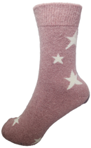 VERA TUCCI LUXURY WOMENS WOOL BLEND PATTERNED SOCKS RMD2403-25-01 STAR - PINK