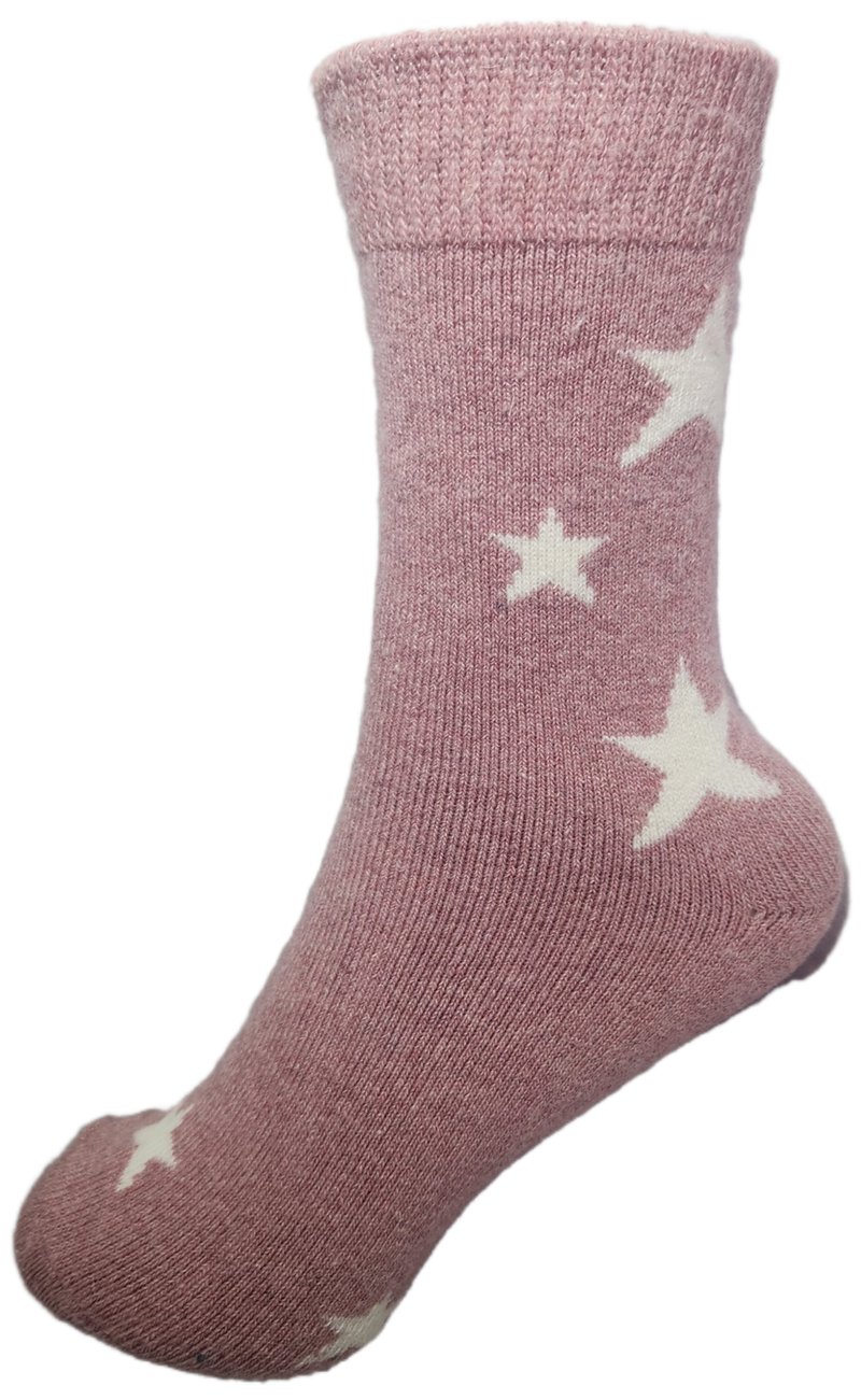 VERA TUCCI LUXURY WOMENS WOOL BLEND PATTERNED SOCKS RMD2403-25-01 STAR - PINK