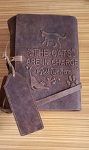 Journal Large Leather Bound Journal Cats In Charge Design - Vera Tucci OriginalsVera Tucci Originals