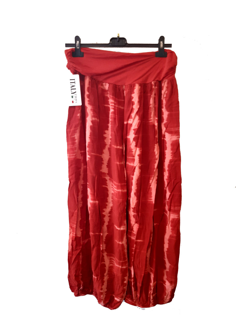 Trousers MUMBAI Harlem Pants Patterned Viscose Trousers - Vera Tucci OriginalsLondon Clothing RED