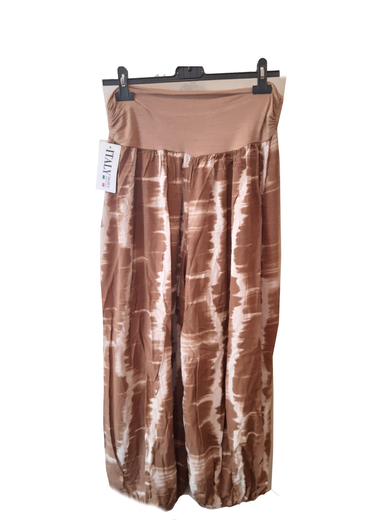 Trousers MUMBAI Harlem Pants Patterned Viscose Trousers - Vera Tucci OriginalsLondon Clothing CAMEL