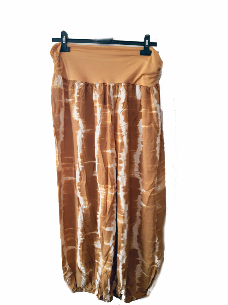 Trousers MUMBAI Harlem Pants Patterned Viscose Trousers - Vera Tucci OriginalsLondon Clothing MUSTARD