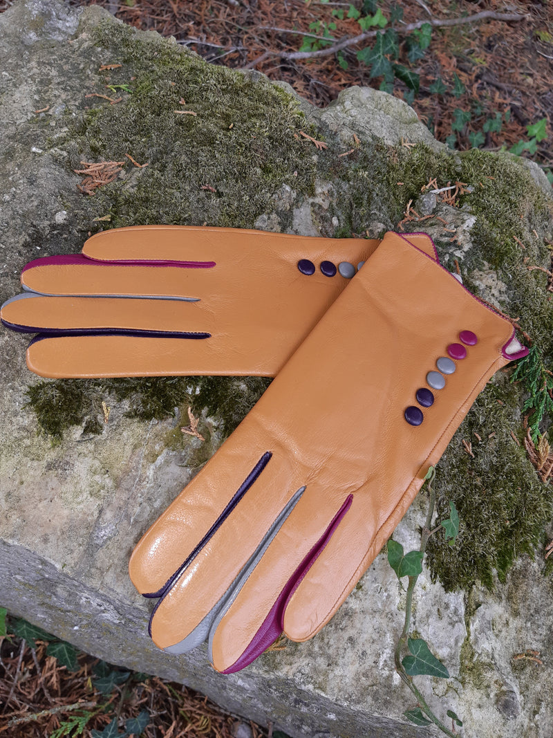 Gloves TIFFANY G01 Leather Multi Button Glove - Vera Tucci OriginalsAccessories MUSTARD / SMALL