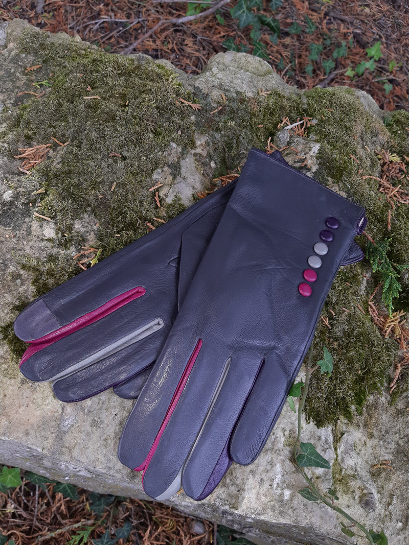 Gloves TIFFANY G01 Leather Multi Button Glove - Vera Tucci OriginalsAccessories DARK GREY / SMALL