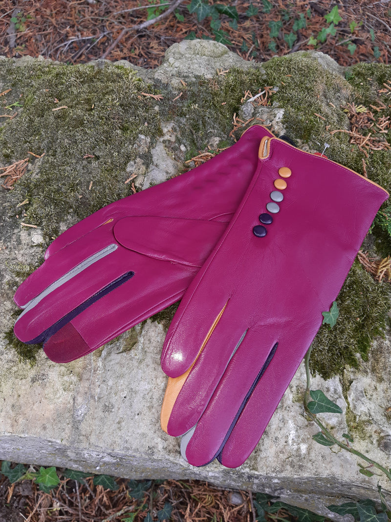 Gloves TIFFANY G01 Leather Multi Button Glove - Vera Tucci OriginalsAccessories FUCHSIA / SMALL