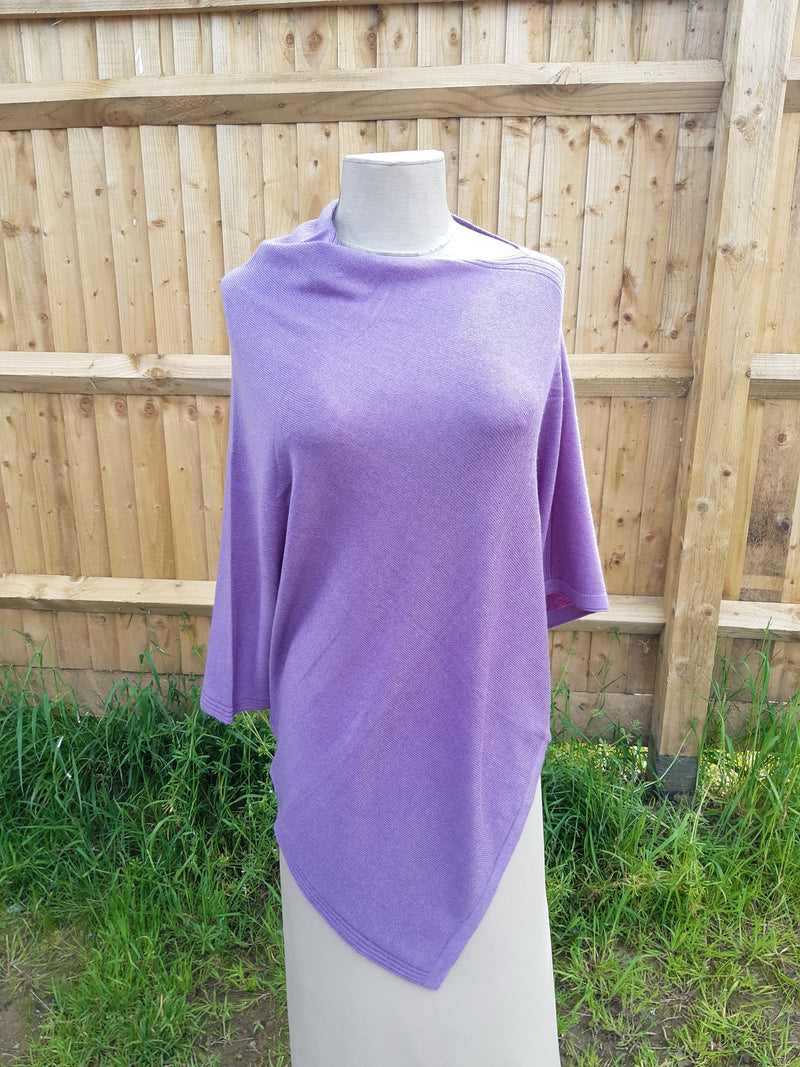Poncho BRIANA - Softer than cashmere 'Feel' Wool Blend Poncho Handmade in Nepal - Vera Tucci OriginalsAccessories PALE PURPLE